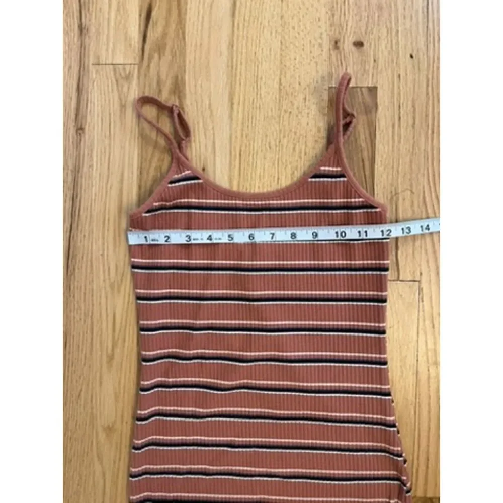 Wild Fable Ribbed Bodycon Midi Dress Pink Terracotta Striped Small